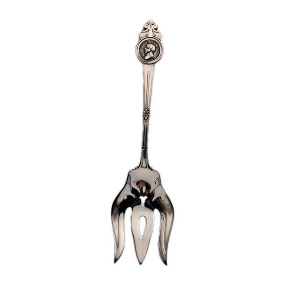 Rare Medallion Gorham Sterling Silver Serving Fork Trident 9" NEW Old Stock READ - Picture 1 of 7